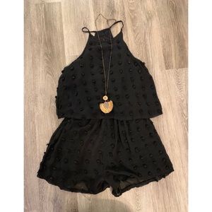 Black Pom Pom Romper